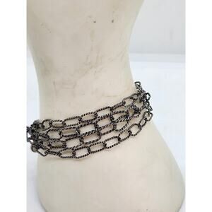 925 Sterlng Silver Twisted Chain Bracelet Multi 4 Strand Layered Stacking